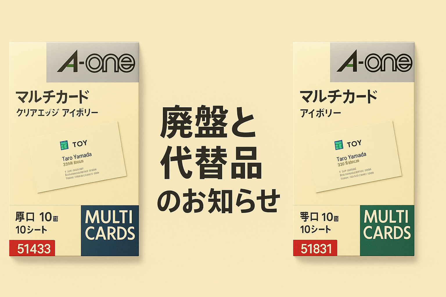 廃盤と代替品のお知らせ】エーワン「マルチカード 名刺用紙 51433」ご