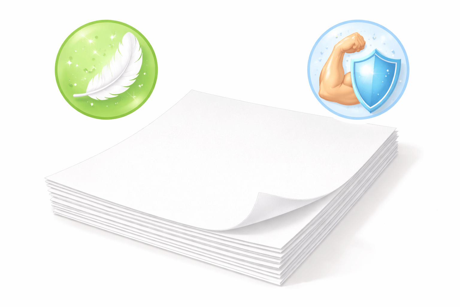 しなやかさと強度を<br>兼ね備えた紙質