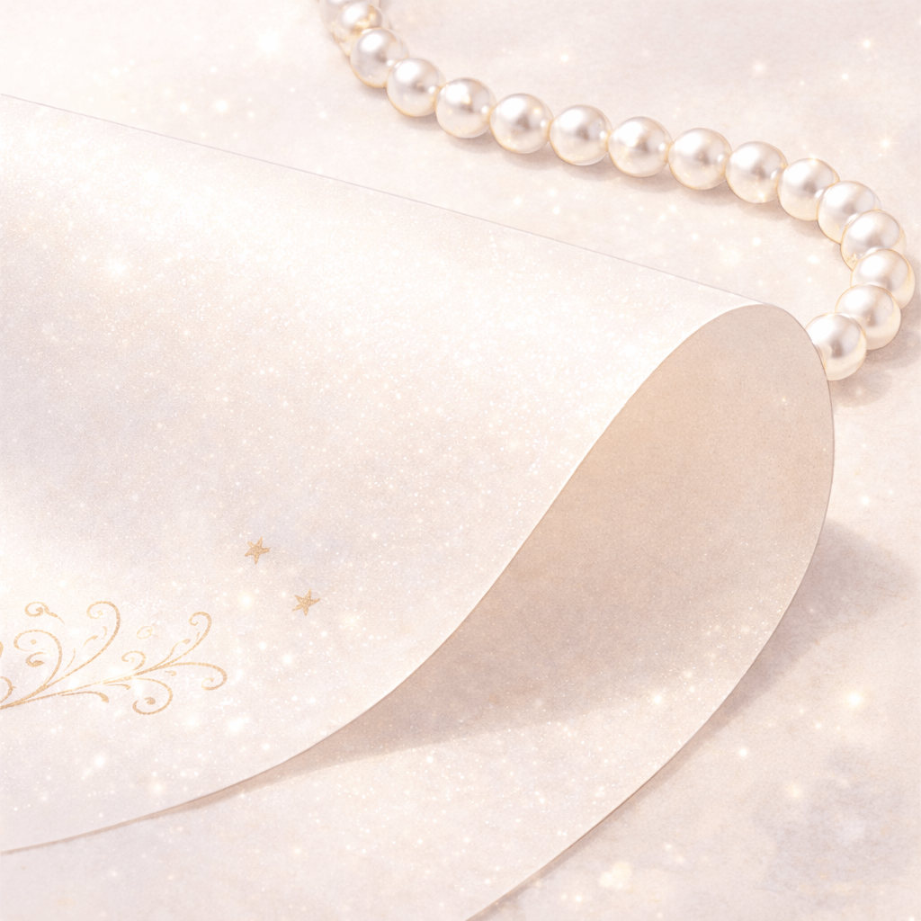 光を受けてやさしく輝くパール調の紙面