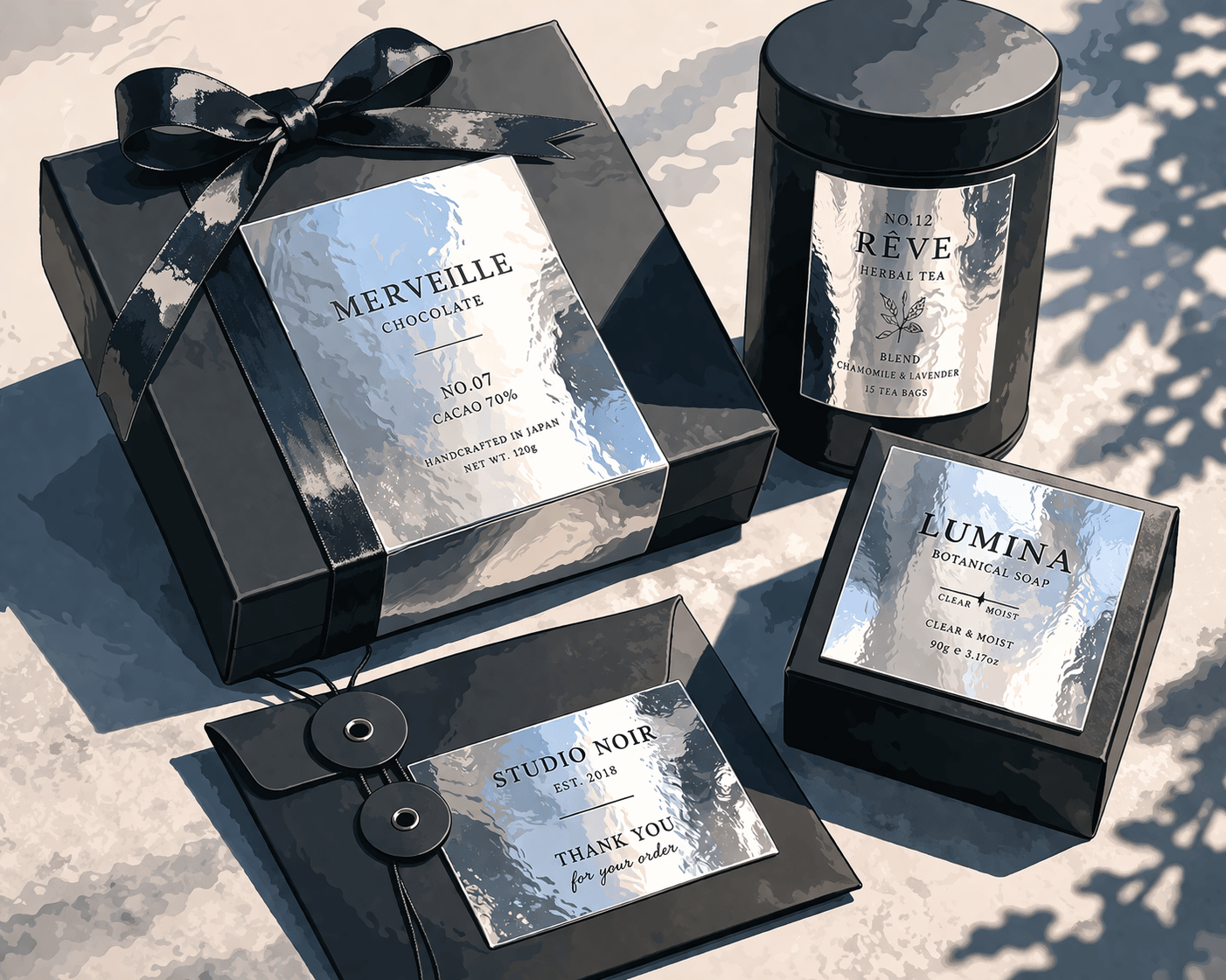 鏡面のような<br>高輝度グロスアルミ蒸着