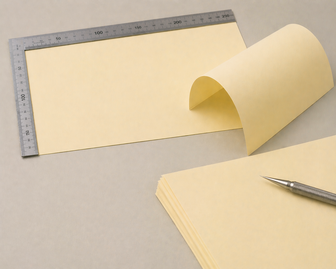 低伸縮、しっかりとした紙腰