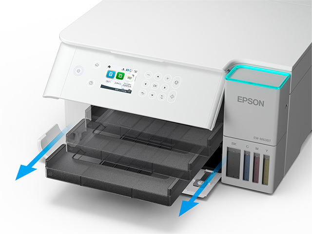 エプソンのプリンターEW-M638Tは排紙トレイが自動でオープン