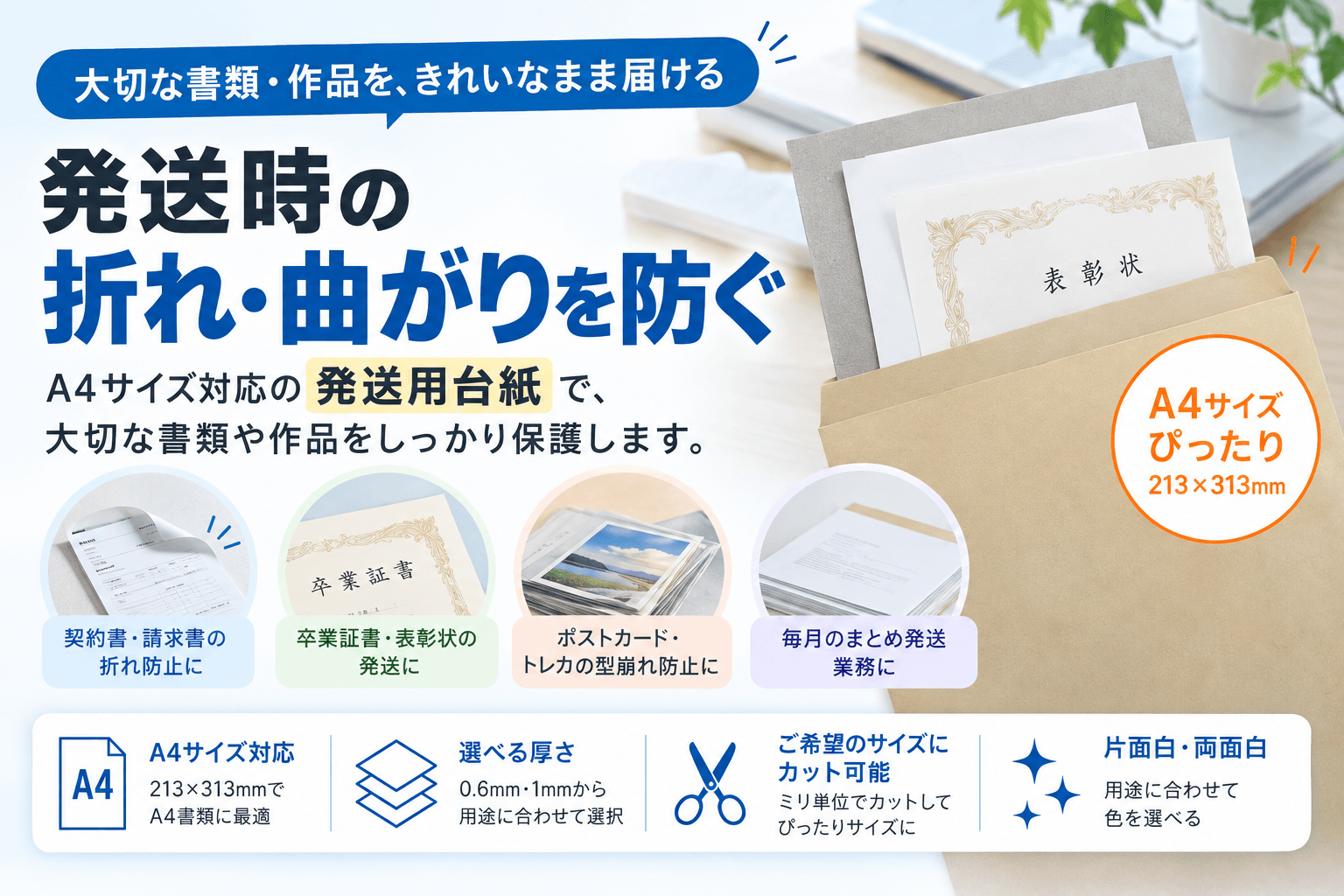 封筒・郵送物の折れ防止におすすめの厚紙
