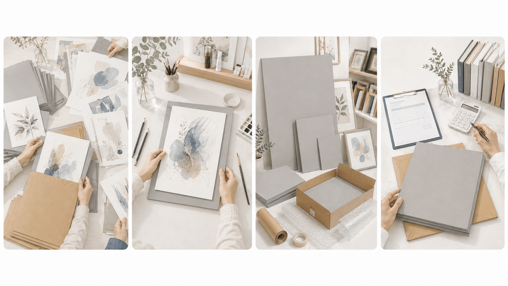 イラスト・原画の発送に厚紙を使うイメージ