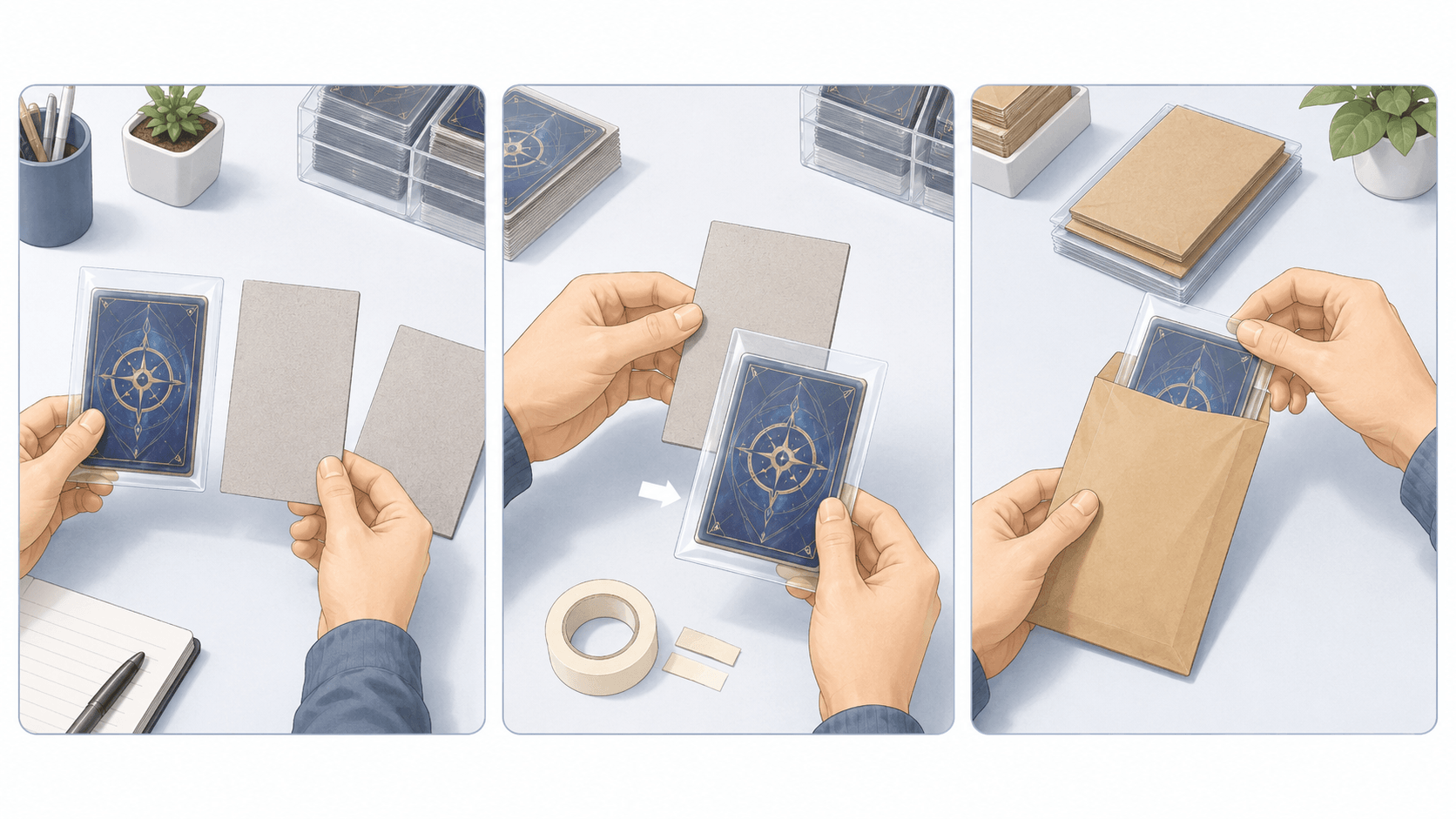厚紙を使ったトレカの梱包方法